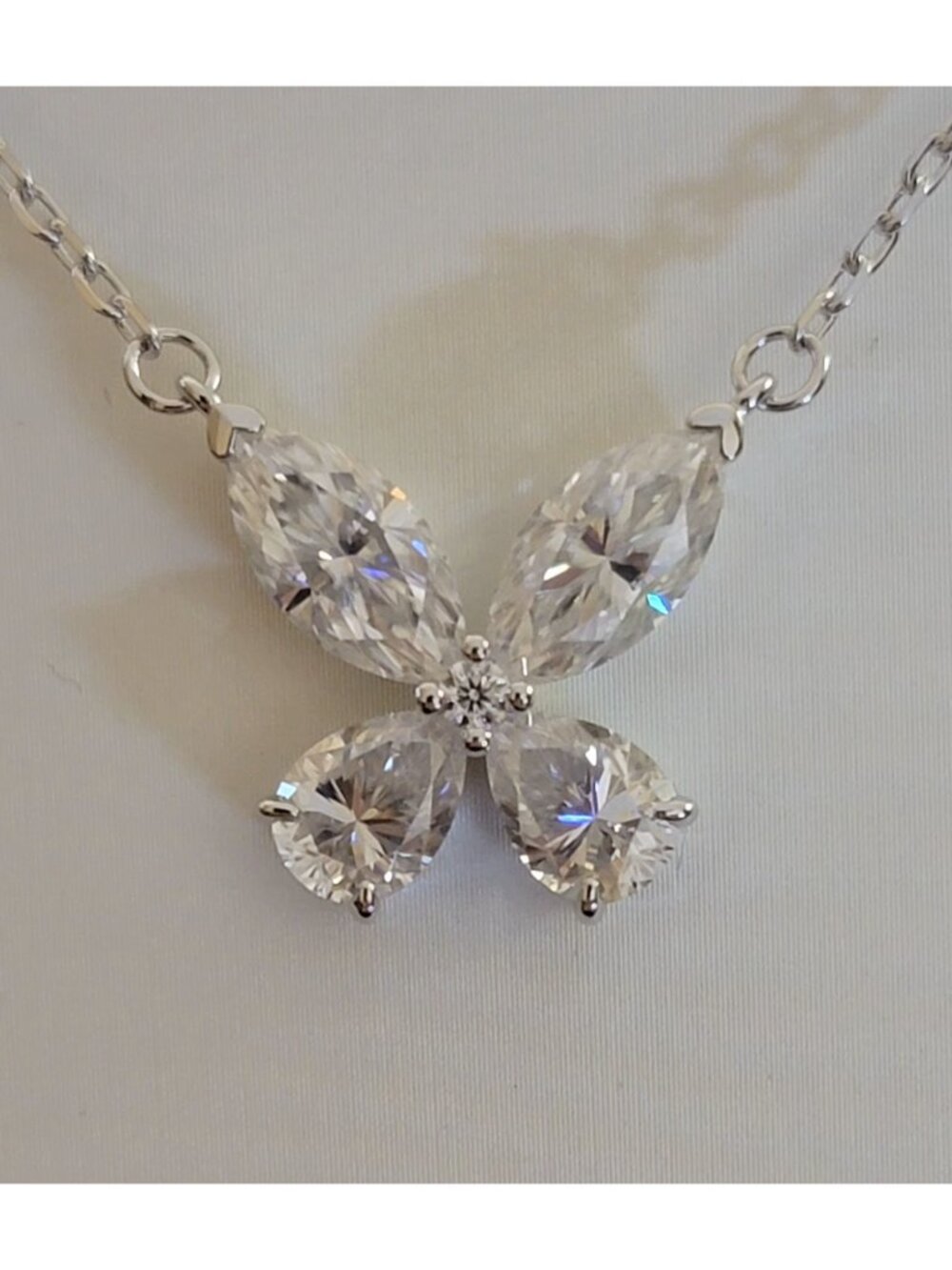 3.64CT Moissanite Butterfly Necklace 925 Sterling Silver 16-20in NWT